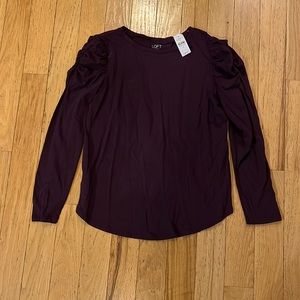 Loft Ruched Shoulder Long Sleeve, Size M